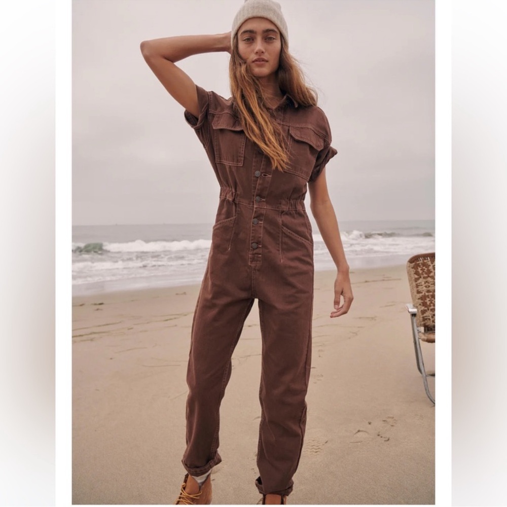 Free People Cocoa Brown Jumpsuit